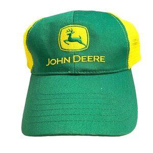 #4775 Vintage Adjustable John Deere baseball cap green yellow